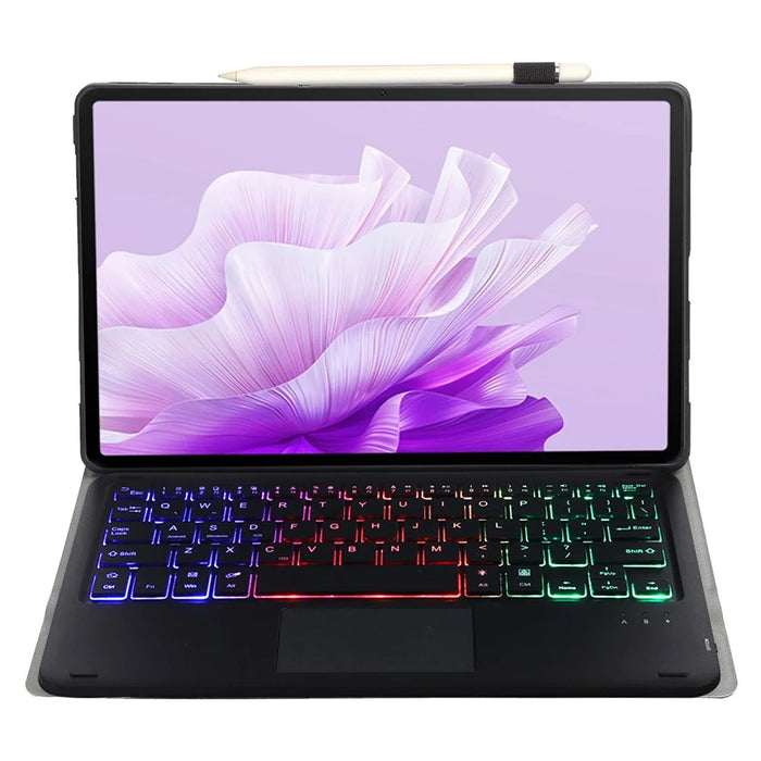 AH15-AS For Honor Pad X9 / X8 Pro Backlit Design Leather+TPU Tablet Cover Bluetooth-compatible Keyboard Case with Touchpad - Black - 2