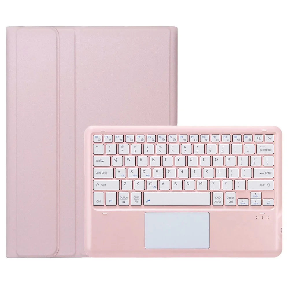 AH23-A For Huawei MatePad Air (2024) Leather+TPU Tablet Cover Bluetooth-compatible Keyboard Case with Touchpad - Pink - 1