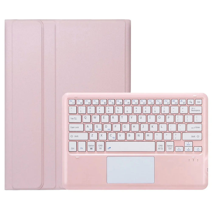 AH23-A For Huawei MatePad Air (2024) Leather+TPU Tablet Cover Bluetooth-compatible Keyboard Case with Touchpad - Pink - 1