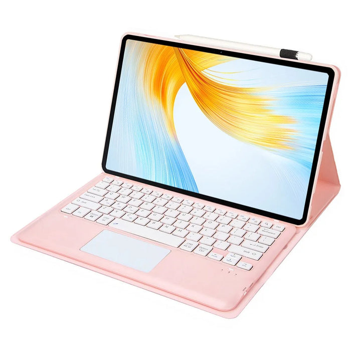 AH23-A For Huawei MatePad Air (2024) Leather+TPU Tablet Cover Bluetooth-compatible Keyboard Case with Touchpad - Pink - 3