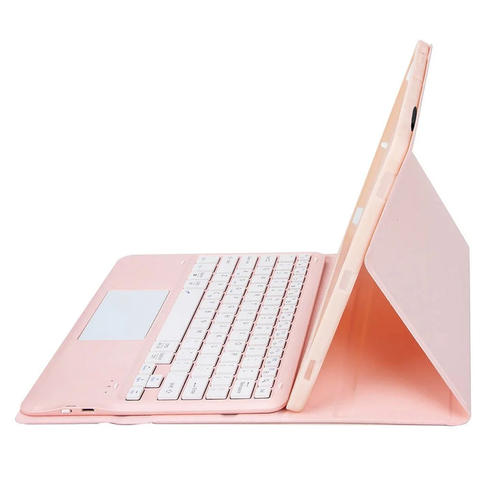 AH23-A For Huawei MatePad Air (2024) Leather+TPU Tablet Cover Bluetooth-compatible Keyboard Case with Touchpad - Pink - 4
