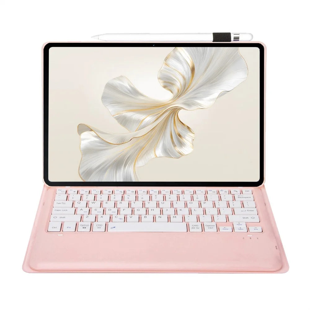 AH24 For Huawei MatePad Pro 12.2 (2024) Leather+TPU Tablet Cover with Bluetooth-compatible Keyboard - Pink - 2