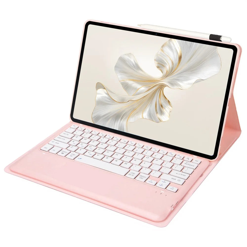 AH24 For Huawei MatePad Pro 12.2 (2024) Leather+TPU Tablet Cover with Bluetooth-compatible Keyboard - Pink - 3