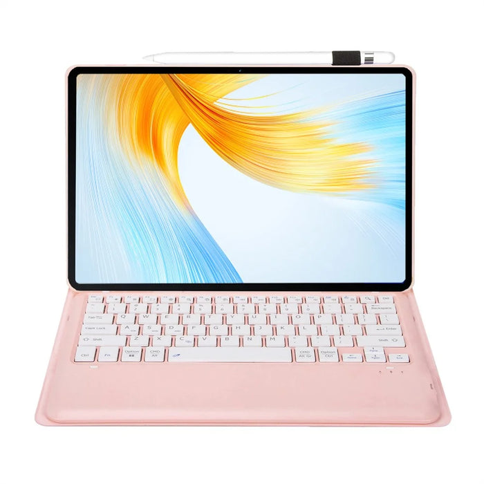 AH18 For Huawei MatePad Pro 13.2 Ultra-Thin Leather Tablet Stand Cover + Bluetooth-Compatible Keyboard - Pink - 2