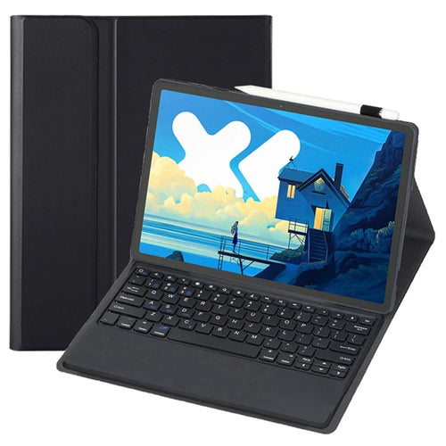AM26 For Lenovo Idea Tab Pro / Tab P12 Ultra-Thin Leather Tablet Stand Cover + Bluetooth-Compatible Keyboard - Black - 1
