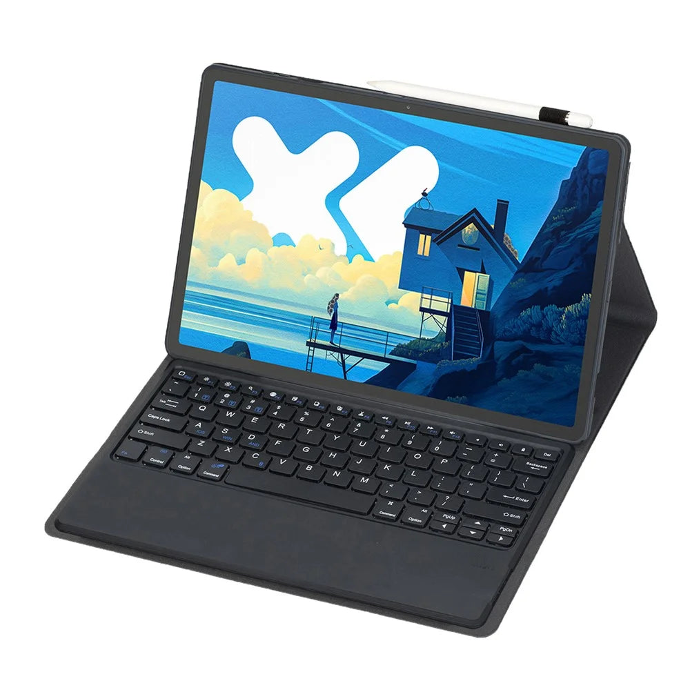 AM26 For Lenovo Idea Tab Pro / Tab P12 Ultra-Thin Leather Tablet Stand Cover + Bluetooth-Compatible Keyboard - Black - 3