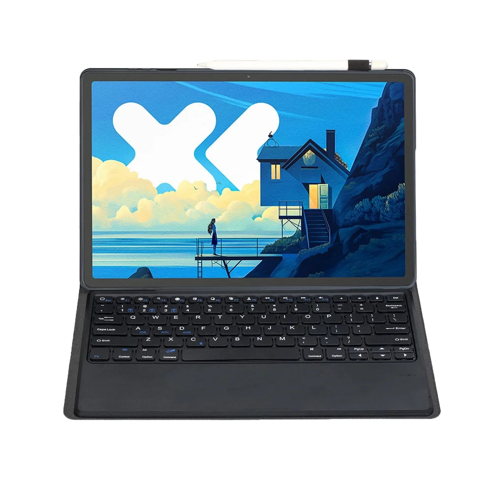 AM26 For Lenovo Idea Tab Pro / Tab P12 Ultra-Thin Leather Tablet Stand Cover + Bluetooth-Compatible Keyboard - Black - 4