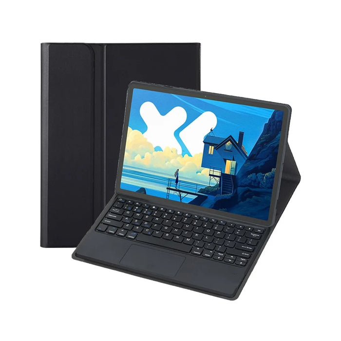 AM26-A For Lenovo Idea Tab Pro / Xiaoxin Pad Pro 12.7 (2025) Leather Tablet Cover with Touchpad Bluetooth-Compatible Keyboard - Black - 1