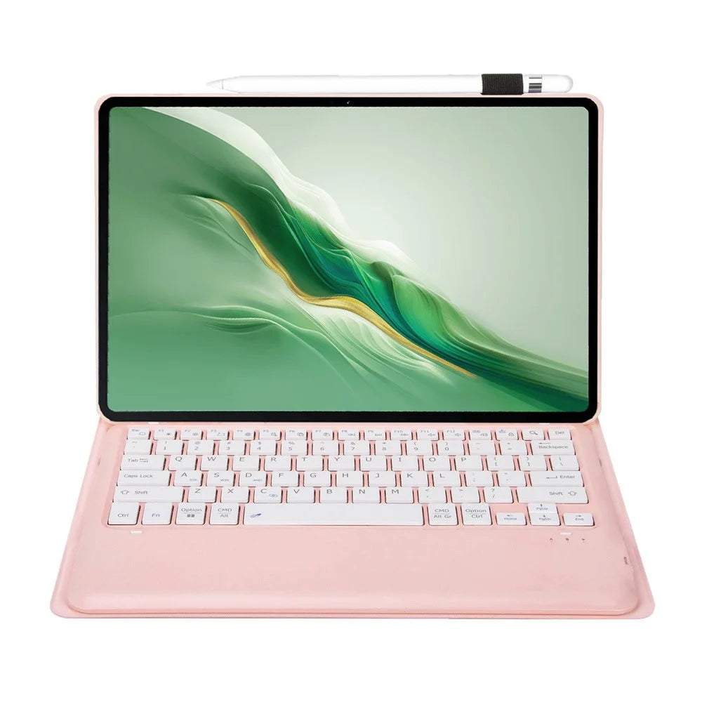 AH22 For Honor MagicPad 2 12.3 Ultra-Thin Leather Tablet Stand Cover + Bluetooth-compatible Keyboard - Pink - 2