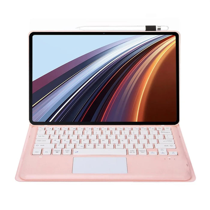 AH26-A For Honor Pad GT Pro Ultra-Thin Leather Tablet Cover + Bluetooth-compatible Keyboard with Touchpad - Pink - 2