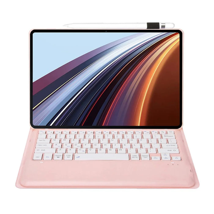AH26 For Honor Pad GT Pro Ultra-Thin Leather Tablet Stand Cover + Bluetooth-compatible Keyboard - Pink - 2