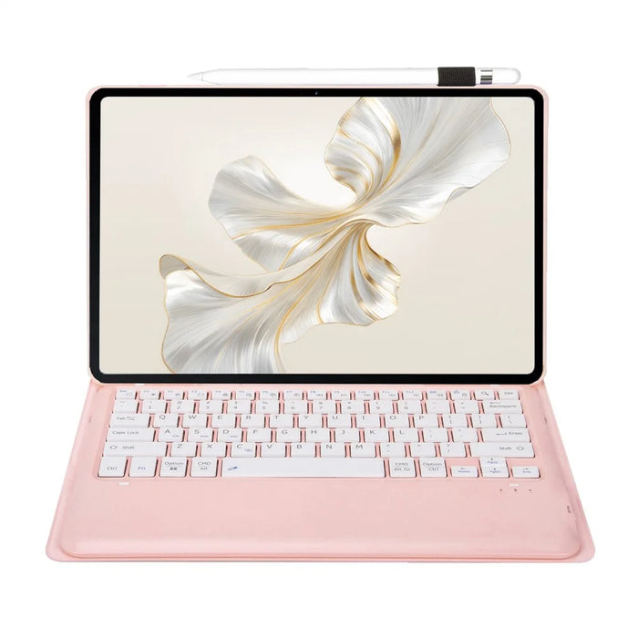 AH19 For Honor Pad 9 HEY2-W09 Ultra-Thin Leather Tablet Stand Cover + Bluetooth-compatible Keyboard - Pink - 2