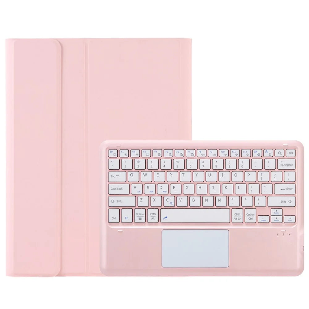 AH19-A For Honor Pad 9 HEY2-W09 Ultra-Thin Leather Tablet Cover + Bluetooth-compatible Keyboard with Touchpad - Pink - 1
