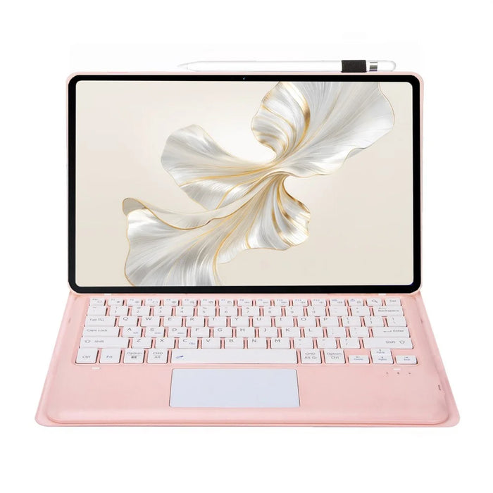AH19-A For Honor Pad 9 HEY2-W09 Ultra-Thin Leather Tablet Cover + Bluetooth-compatible Keyboard with Touchpad - Pink - 2