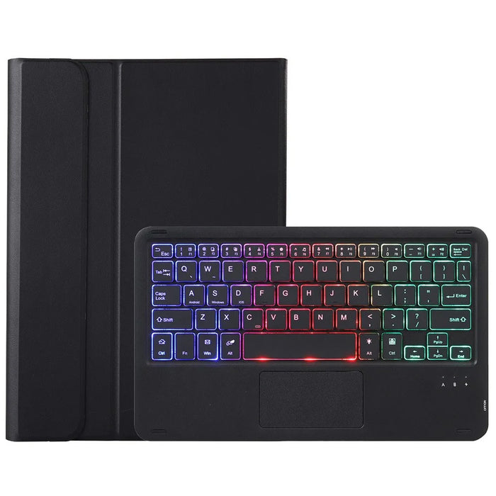 OP14-AS Backlit Touchpad Keyboard for Oppo Pad Neo / Pad Air 2 / OnePlus Pad Go Keyboard with Leather Case - Black - 1