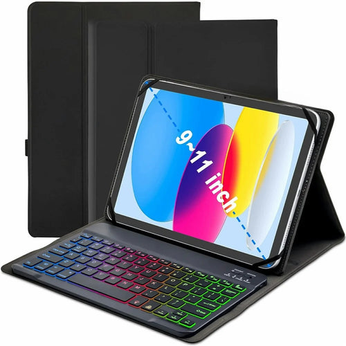 TY3316 9-11 inch Tablet Universal Backlit Bluetooth-compatible Keyboard Leather Stand Case - 1