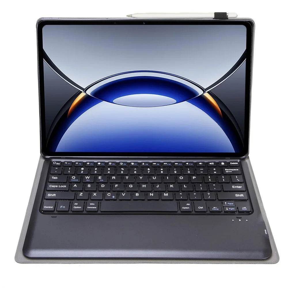 OP15 For Oppo Pad 3 Pro / Oneplus Pad Pro Leather Tablet Cover with Bluetooth-compatible Keyboard - Black - 3
