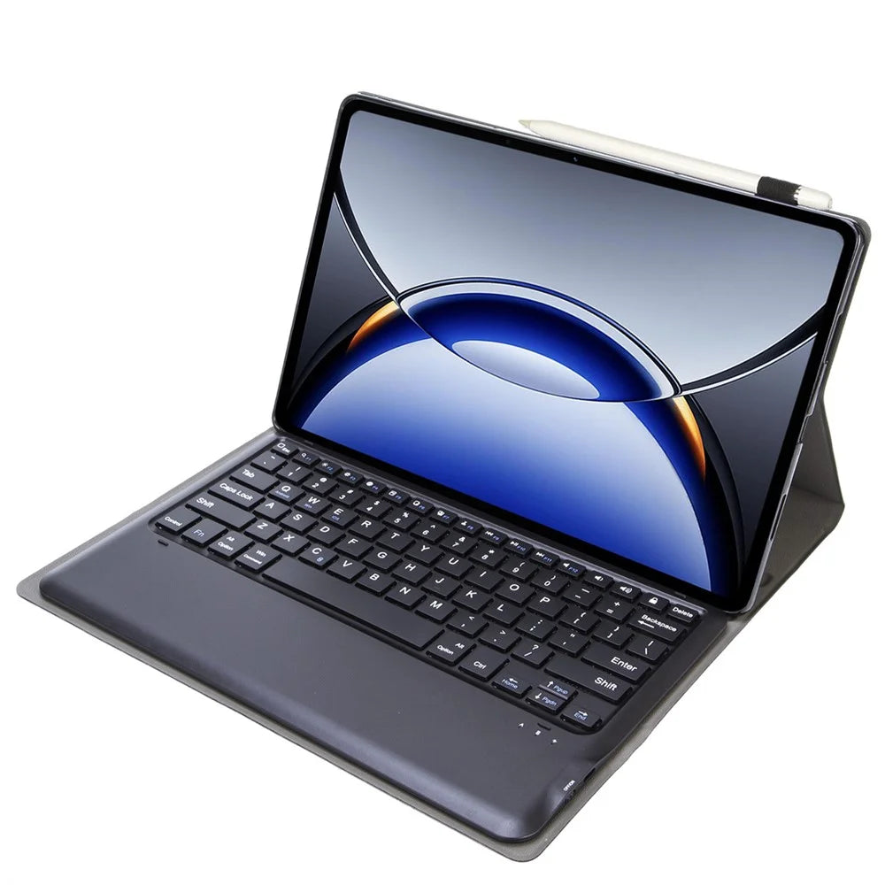 OP15 For Oppo Pad 3 Pro / Oneplus Pad Pro Leather Tablet Cover with Bluetooth-compatible Keyboard - Black - 4