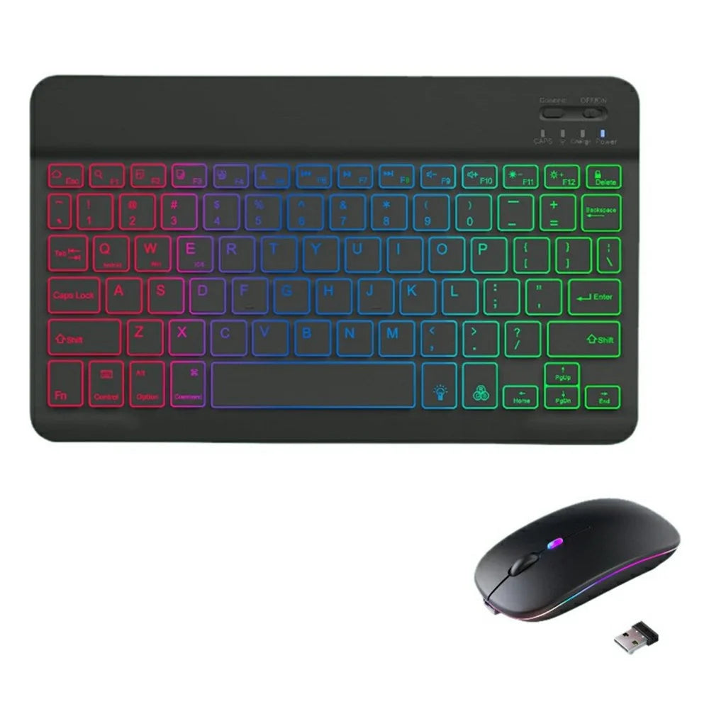 RGB-030 RGB Colorful Backlight 10-inch Wireless Bluetooth-compatible Keyboard Mouse Set - Black - 1