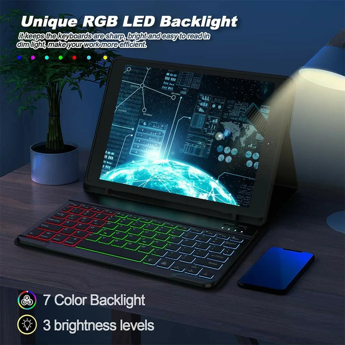 RGB-030 RGB Colorful Backlight 10-inch Wireless Bluetooth-compatible Keyboard Mouse Set - Black - 5