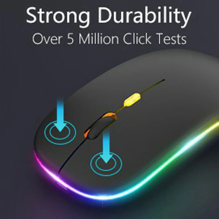 RGB-030 RGB Colorful Backlight 10-inch Wireless Bluetooth-compatible Keyboard Mouse Set - Black - 6
