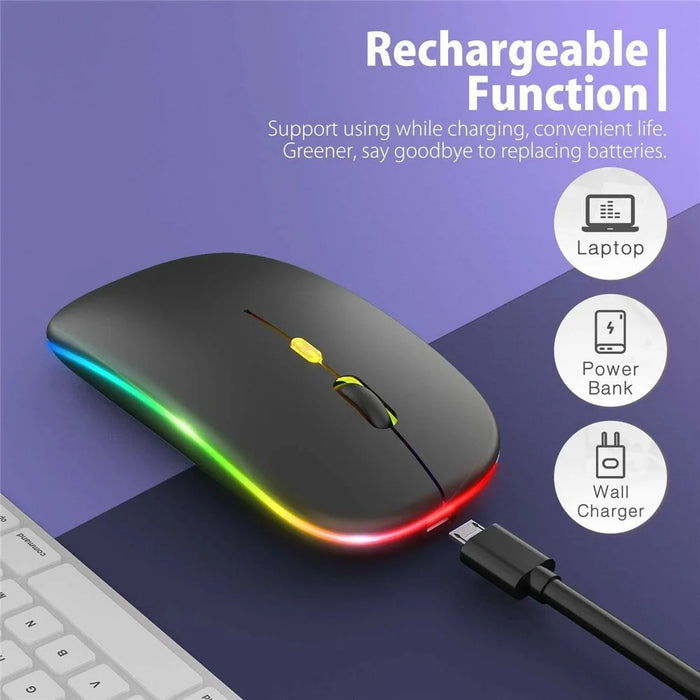 RGB-030 RGB Colorful Backlight 10-inch Wireless Bluetooth-compatible Keyboard Mouse Set - Black - 7