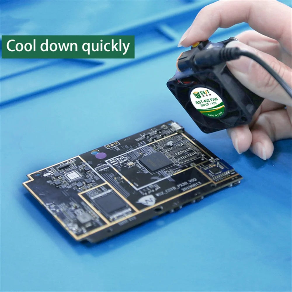 BEST BST-492 Fan 12V Mini Flow Cooling Fan for CUP Chip Circuit Board Glass Glue - US Plug - 3