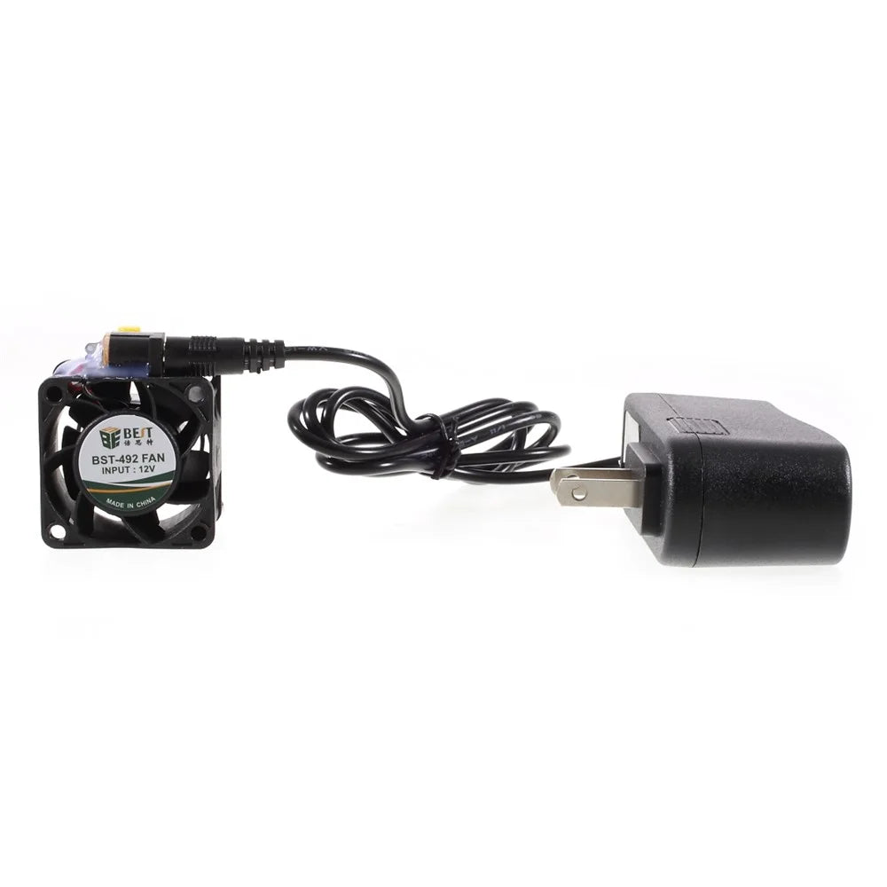 BEST BST-492 Fan 12V Mini Flow Cooling Fan for CUP Chip Circuit Board Glass Glue - US Plug - 5