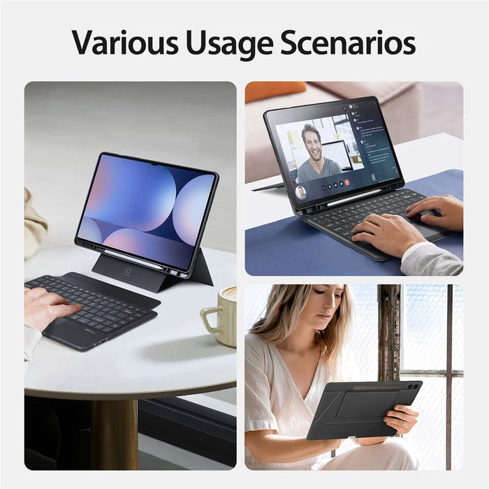 DUX DUCIS For Samsung Galaxy Tab S9 Ultra / Galaxy Tab S8 Ultra / Galaxy Tab S10 Ultra English Bluetooth-compatible Keyboard  DK Series Tablet Leather Case with Backlight - Black - 6