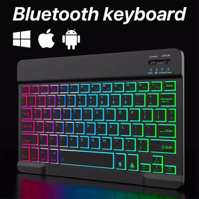 RGB-030 RGB Colorful Backlight 10-inch Wireless Bluetooth-compatible Keyboard - Black - 4