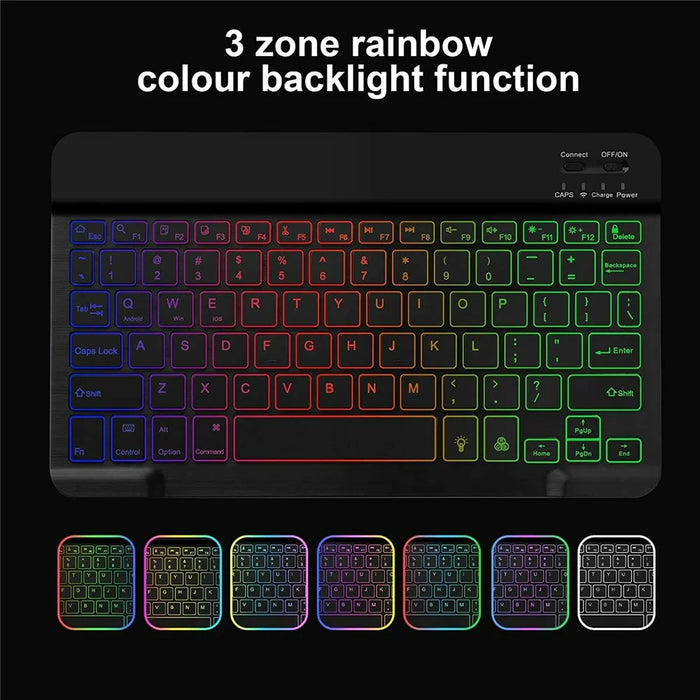RGB-030 RGB Colorful Backlight 10-inch Wireless Bluetooth-compatible Keyboard - Black - 5