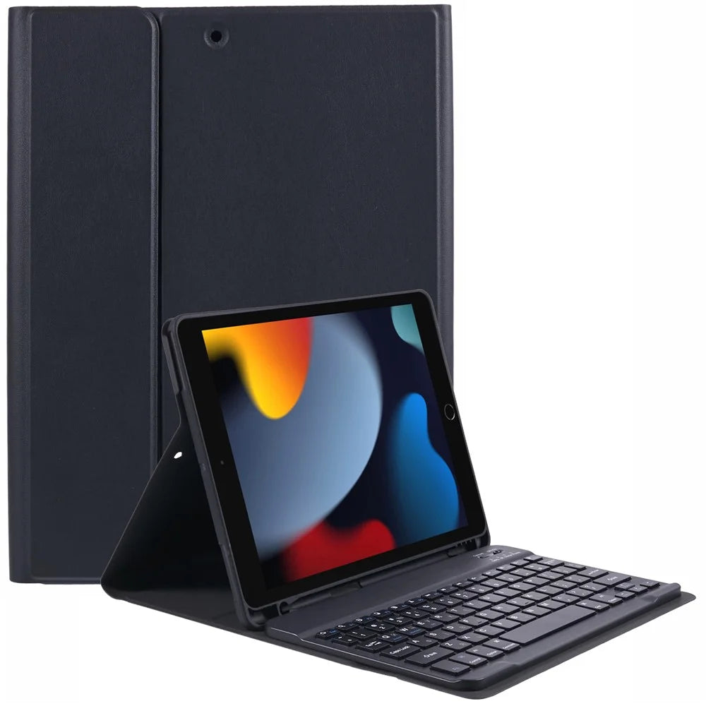 For iPad 10.2 (2021) / (2020) / (2019) PU Leather Tablet Stand Case with Bluetooth-compatible Keyboard , English + Ukrainian Keyboard - 1