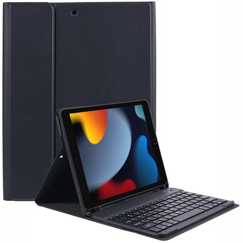 For iPad 10.2 (2021) / (2020) / (2019) PU Leather Tablet Stand Case with Bluetooth-compatible Keyboard , English + Ukrainian Keyboard - 1