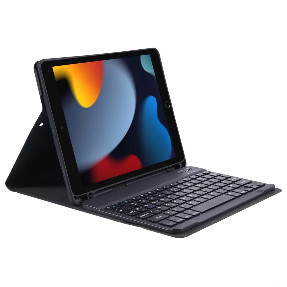 For iPad 10.2 (2021) / (2020) / (2019) PU Leather Tablet Stand Case with Bluetooth-compatible Keyboard , English + Ukrainian Keyboard - 2