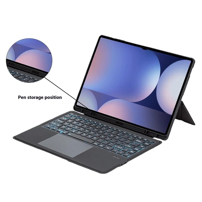 T910B-AS Leather Keyboard Case for Samsung Galaxy Tab S10 Ultra / S9 Ultra / S8 Ultra Backlit Touchpad Bluetooth-compatible Keyboard - 4