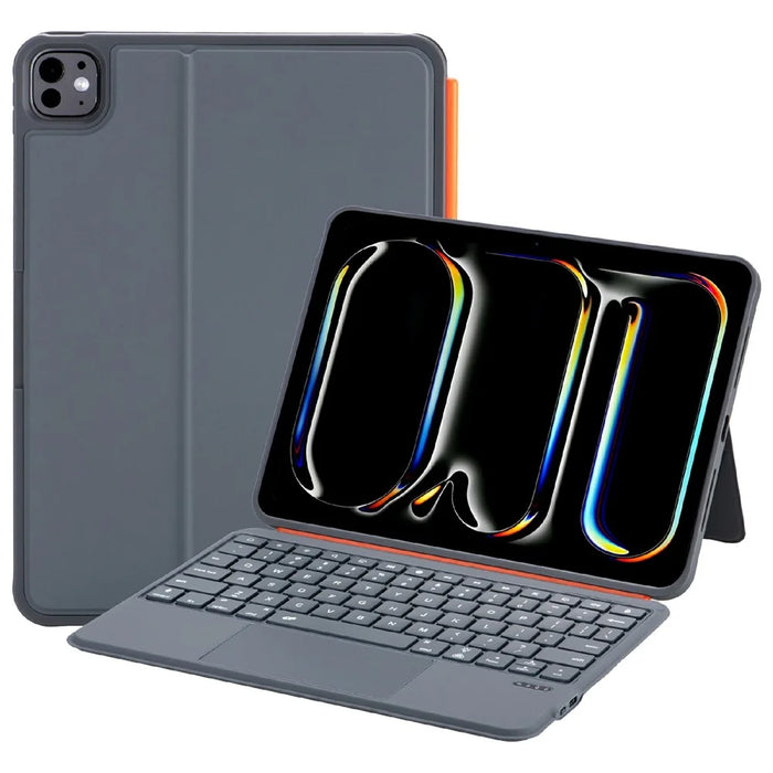 K07 For iPad Pro 11 (2024) M4 Leather Cover Magnetic Detachable Smart Touchpad Floating Magnetic Keyboard with Backlit - 1