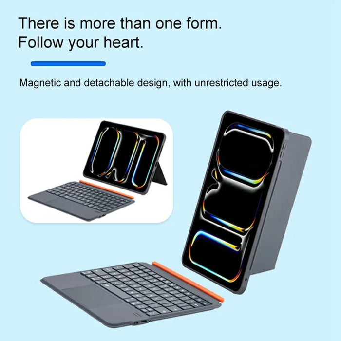 K07 For iPad Pro 11 (2024) M4 Leather Cover Magnetic Detachable Smart Touchpad Floating Magnetic Keyboard with Backlit - 6