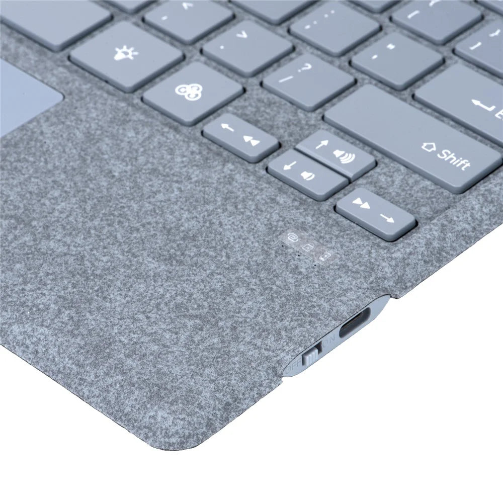 SF-1089D For Microsoft Surface Pro 7+ / 7 / 6 / 5 / 4 / 3 Magnetic Keyboard with Backlit Touchpad Microfiber PU Leather - Baby Blue - 3