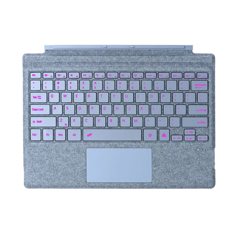 SF-1089D For Microsoft Surface Pro 7+ / 7 / 6 / 5 / 4 / 3 Magnetic Keyboard with Backlit Touchpad Microfiber PU Leather - Baby Blue - 6