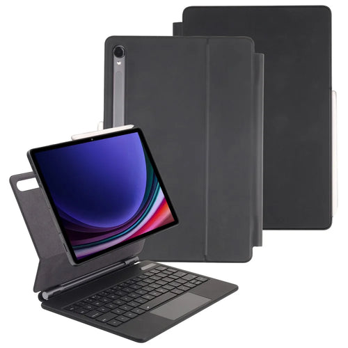 P810 For Samsung Galaxy Tab S10+ / S9 FE+ / S9+ / S8+ / S7 FE / S7+ Leather Case Floating Magnetic Keyboard with Backlit - 1
