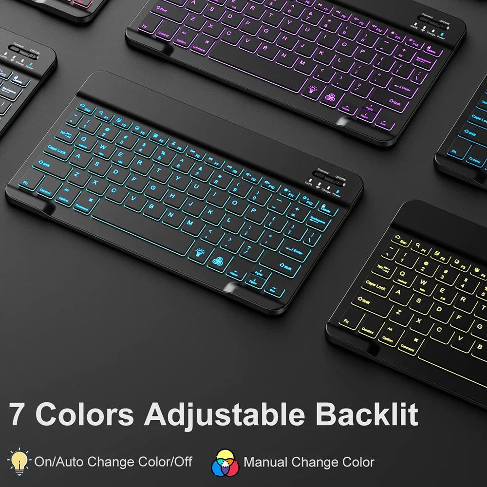 CS-1029 Keyboard Case for iPad 10.2 (2021) / (2020) / (2019) / Air 10.5 inch (2019) Colorful Backlit Keyboard Protective Cover - Black - 2
