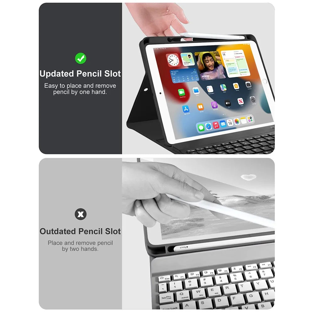 CS-1029 Keyboard Case for iPad 10.2 (2021) / (2020) / (2019) / Air 10.5 inch (2019) Colorful Backlit Keyboard Protective Cover - Black - 5