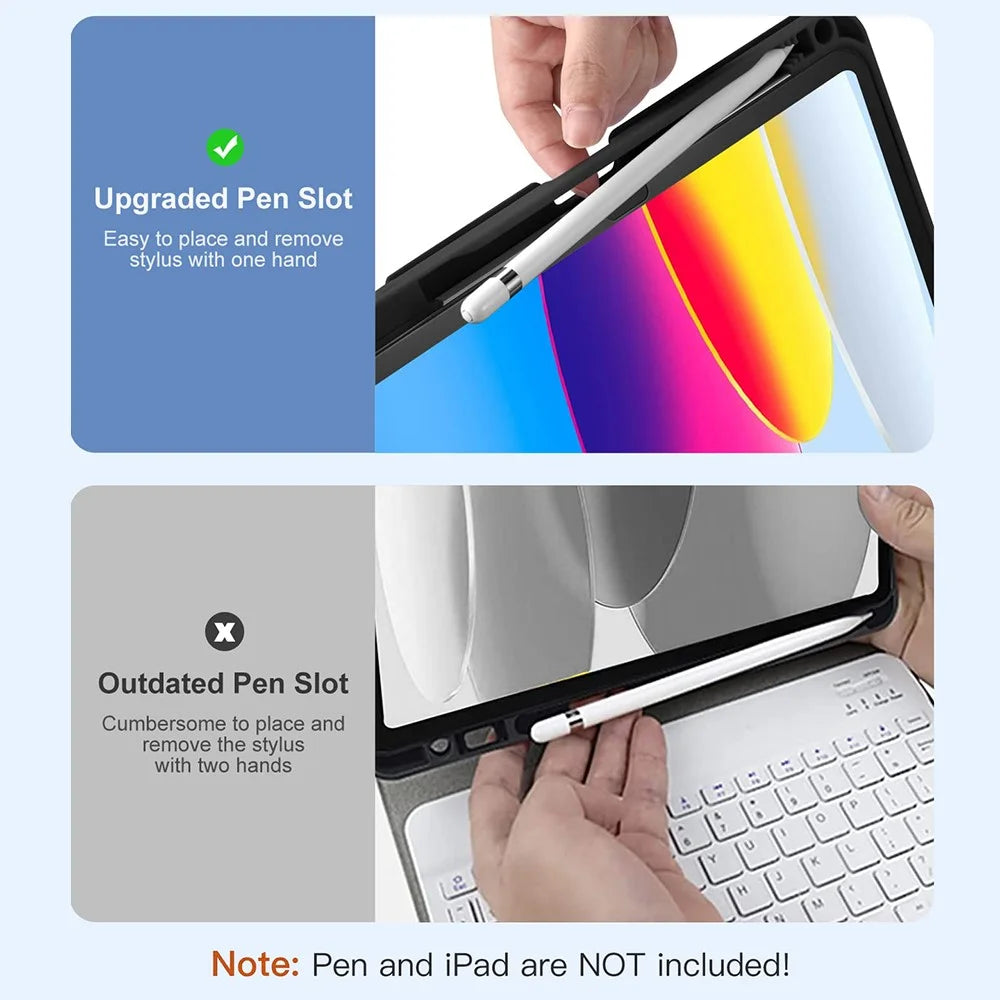 CS-1099 For iPad (2025) / 10.9 (2022) Colorful Backlit Bluetooth-Compatible Keyboard Protective Cover - Black - 5