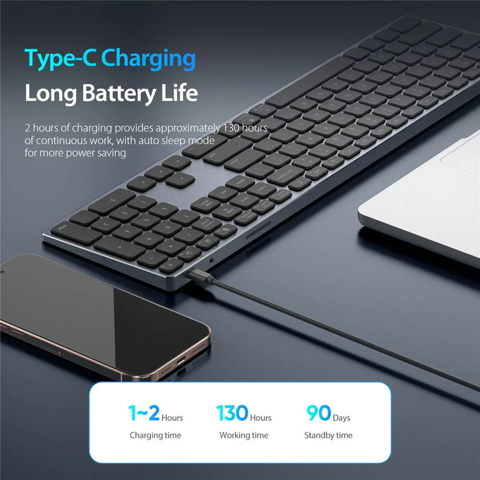 DUX DUCIS Wireless Keyboard  Wireless Keyboard  LK Series Mute Keyboard for Laptops/Tablets/Phones - Black - 5