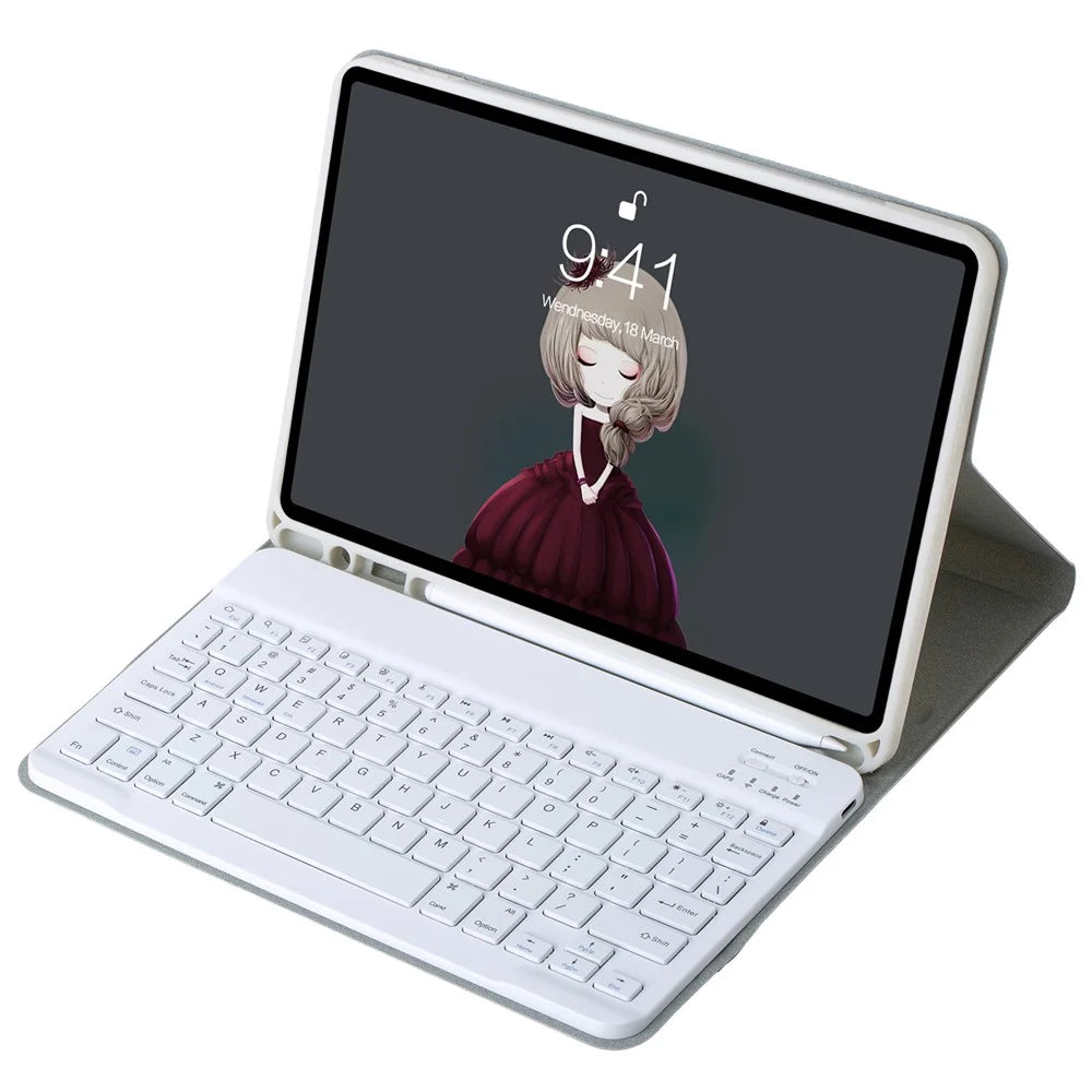 A07B Tablet Cover For iPad 9.7-inch (2018)/(2017)/Pro 9.7 inch (2016)/Air 2/Air (2013) Keyboard with Pen Slot - Grey - 4