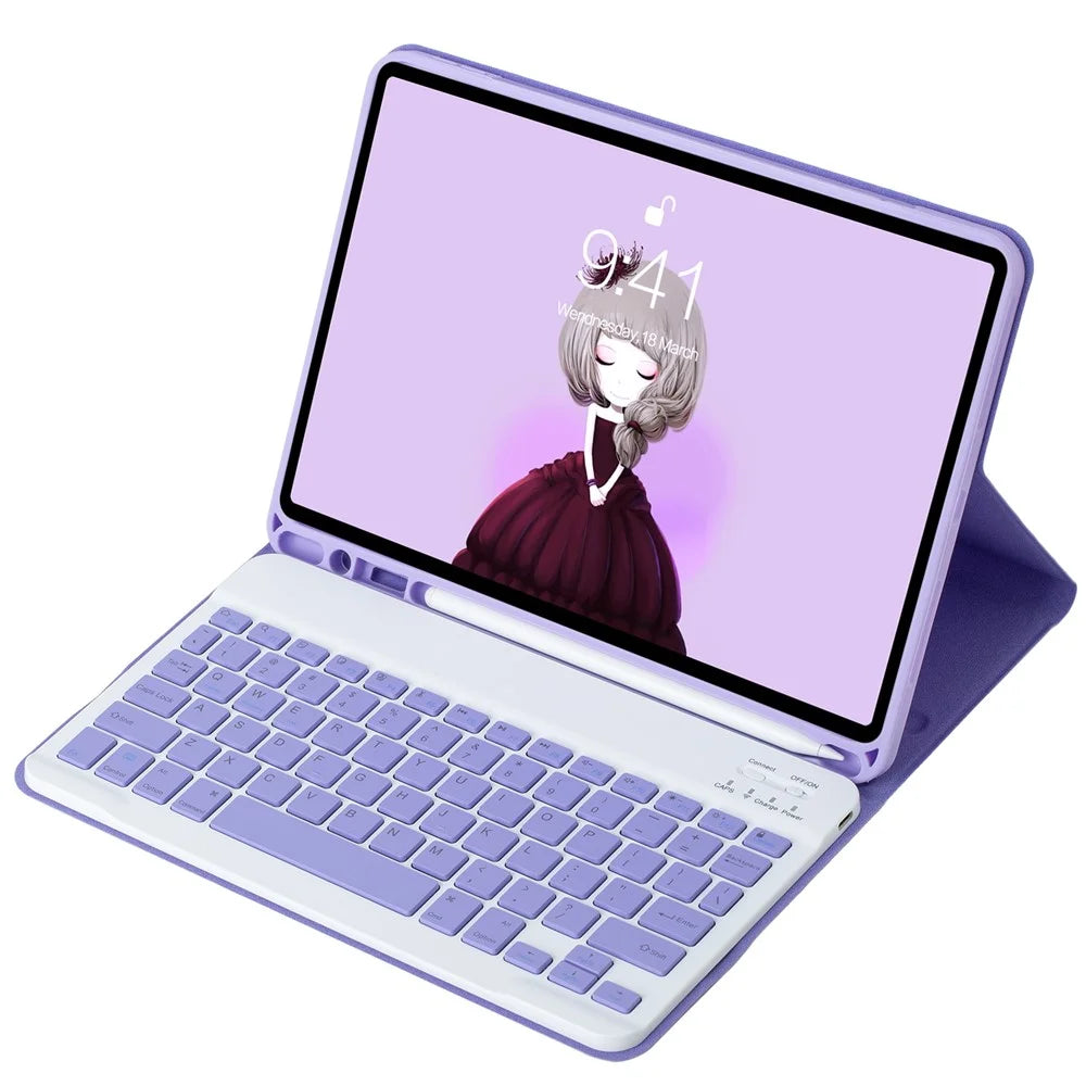 A11B Tablet Cover For iPad Pro 11 (2022) / (2021) / (2020) / (2018) / Air (2022) / (2020) Case Bluetooth-Compatible Keyboard with Pen Slot - Lilac Purple - 4