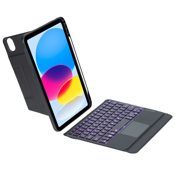 HY-10B For iPad (2025) / 10.9 (2022) Leather Case Detachable Backlit Bluetooth-Compatible Keyboard with Floating Stand - Black - 3