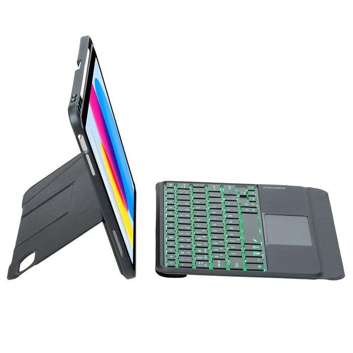 HY-10B For iPad (2025) / 10.9 (2022) Leather Case Detachable Backlit Bluetooth-Compatible Keyboard with Floating Stand - Black - 5