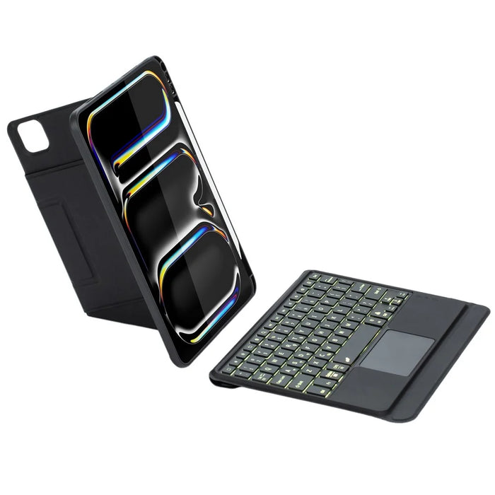 HY-13B For iPad Pro 11 (2024) Leather Case Detachable Backlit Bluetooth-Compatible Keyboard with Floating Stand - Black - 3
