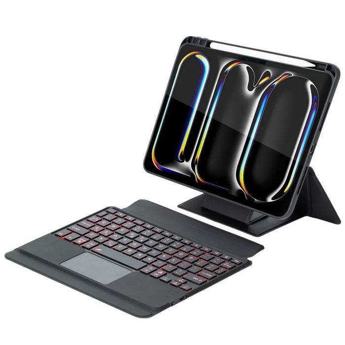 HY-13B For iPad Pro 11 (2024) Leather Case Detachable Backlit Bluetooth-Compatible Keyboard with Floating Stand - Black - 4